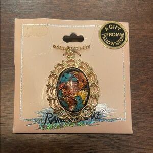 NWT Vintage Rainbowflake and Genuine Turquoise 14k GP/Rhodium Necklace